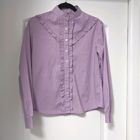 Kiro Republic Tops - PRETTY! Lavender ruffle front and striped top